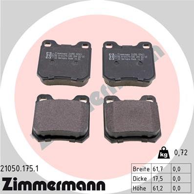 Zimmermann 21050.175.1 - Bremžu uzliku kompl., Disku bremzes autospares.lv