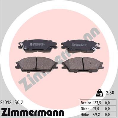 Zimmermann 21012.150.2 - Bremžu uzliku kompl., Disku bremzes autospares.lv