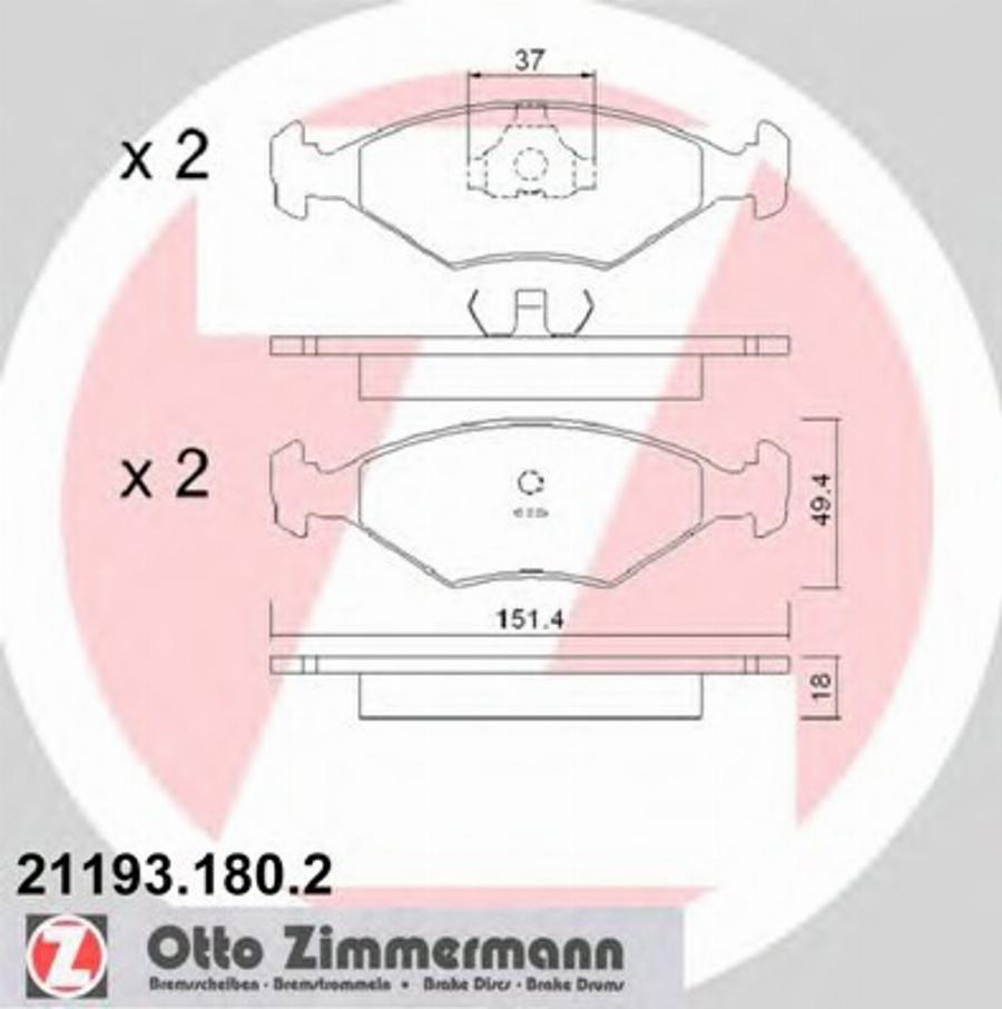 Zimmermann 21193.180.2 - Bremžu uzliku kompl., Disku bremzes www.autospares.lv