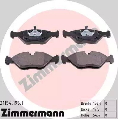 Zimmermann 21154.195.1 - Bremžu uzliku kompl., Disku bremzes www.autospares.lv