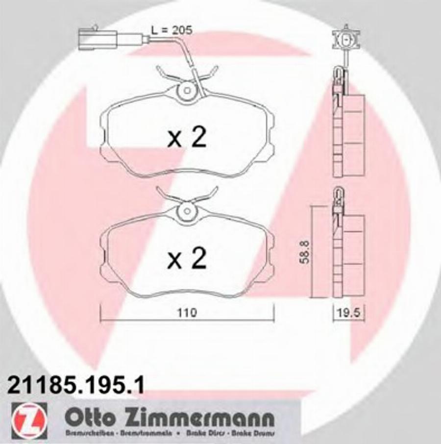 Zimmermann 211851951 - Brake Pad Set, disc brake www.autospares.lv