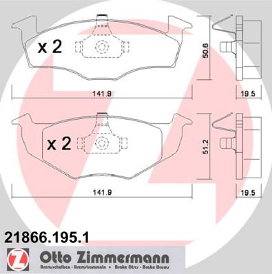 Zimmermann 21866.195.1 - Brake Pad Set, disc brake www.autospares.lv