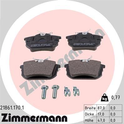 Zimmermann 21861.170.1 - Bremžu uzliku kompl., Disku bremzes www.autospares.lv