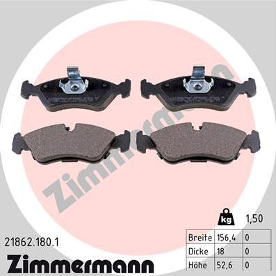 Zimmermann 21862.180.1 - Тормозные колодки, дисковые, комплект www.autospares.lv