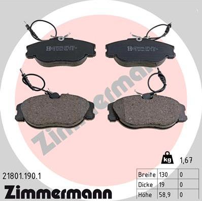 Zimmermann 21801.190.1 - Bremžu uzliku kompl., Disku bremzes www.autospares.lv