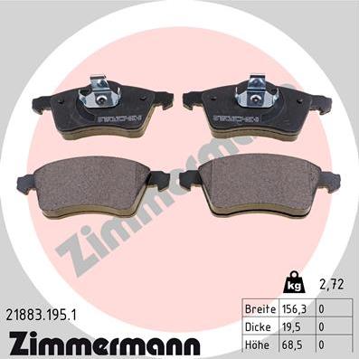 Zimmermann 21883.195.1 - Bremžu uzliku kompl., Disku bremzes www.autospares.lv