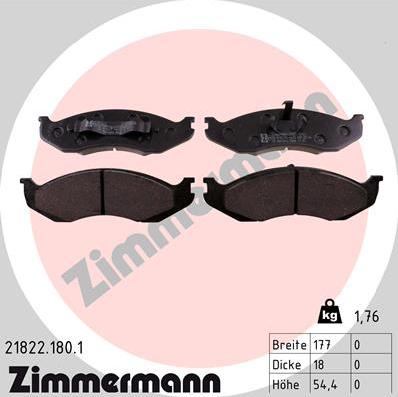 Zimmermann 21822.180.1 - Bremžu uzliku kompl., Disku bremzes www.autospares.lv