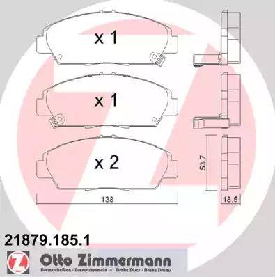 Zimmermann 21879.185.1 - Brake Pad Set, disc brake www.autospares.lv