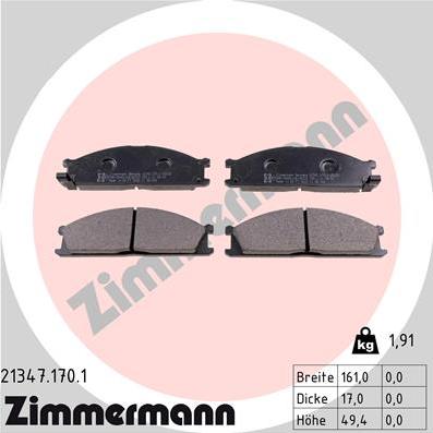 Zimmermann 21347.170.1 - Brake Pad Set, disc brake www.autospares.lv