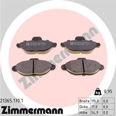 Zimmermann 21365.170.1 - Bremžu uzliku kompl., Disku bremzes autospares.lv