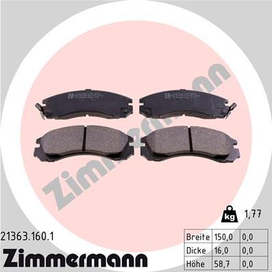 Zimmermann 21363.160.1 - Bremžu uzliku kompl., Disku bremzes autospares.lv