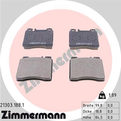 Zimmermann 21303.188.1 - Bremžu uzliku kompl., Disku bremzes autospares.lv