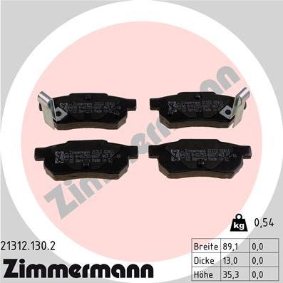 Zimmermann 21312.130.2 - Тормозные колодки, дисковые, комплект www.autospares.lv