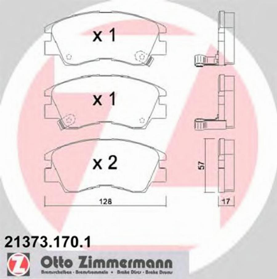 Zimmermann 21373.170.1 - Тормозные колодки, дисковые, комплект www.autospares.lv