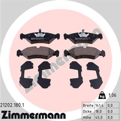 Zimmermann 21202.180.1 - Bremžu uzliku kompl., Disku bremzes autospares.lv