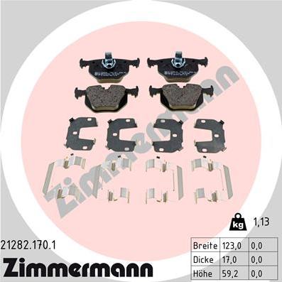 Zimmermann 21282.170.1 - Brake Pad Set, disc brake www.autospares.lv