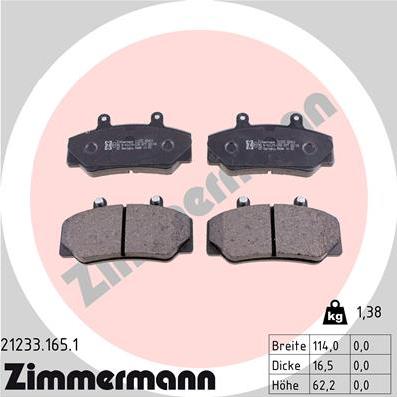 Zimmermann 21233.165.1 - Bremžu uzliku kompl., Disku bremzes www.autospares.lv