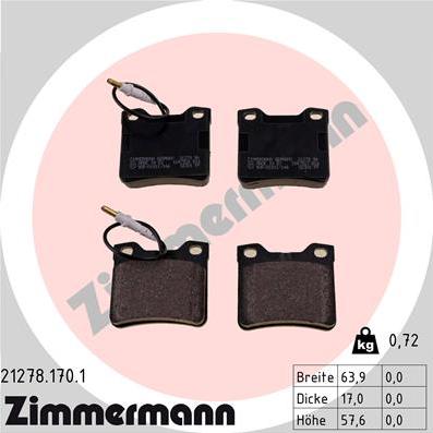 Zimmermann 21278.170.1 - Bremžu uzliku kompl., Disku bremzes www.autospares.lv