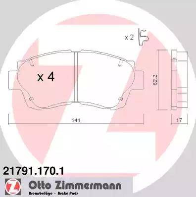 Zimmermann 21791.170.1 - Brake Pad Set, disc brake www.autospares.lv