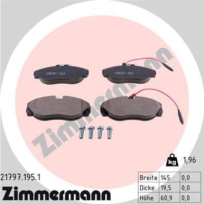 Zimmermann 21797.195.1 - Brake Pad Set, disc brake www.autospares.lv