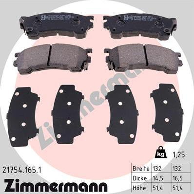 Zimmermann 21754.165.1 - Brake Pad Set, disc brake www.autospares.lv