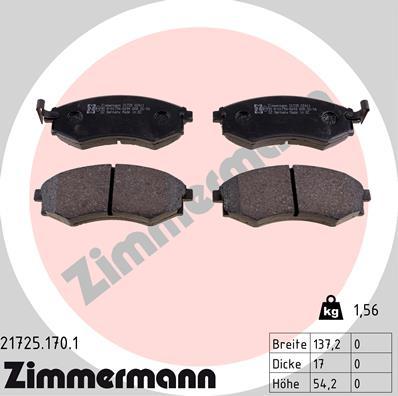 Zimmermann 21725.170.1 - Тормозные колодки, дисковые, комплект www.autospares.lv