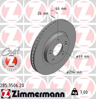 Zimmermann 285.3506.20 - Bremžu diski www.autospares.lv