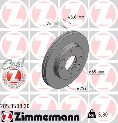 Zimmermann 285.3508.20 - Bremžu diski www.autospares.lv