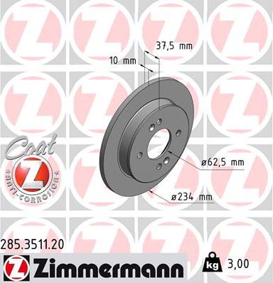 Zimmermann 285.3511.20 - Bremžu diski www.autospares.lv