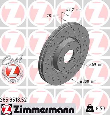 Zimmermann 285.3518.52 - Bremžu diski www.autospares.lv