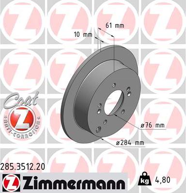 Zimmermann 285.3512.20 - Bremžu diski www.autospares.lv