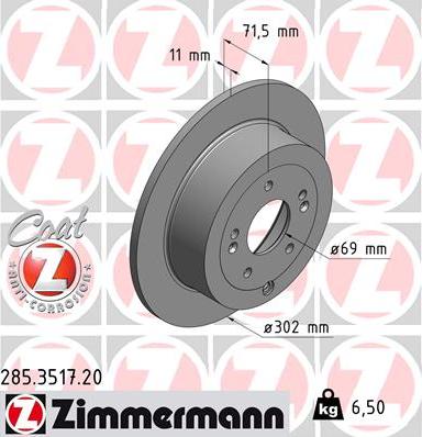 Zimmermann 285.3517.20 - Bremžu diski www.autospares.lv