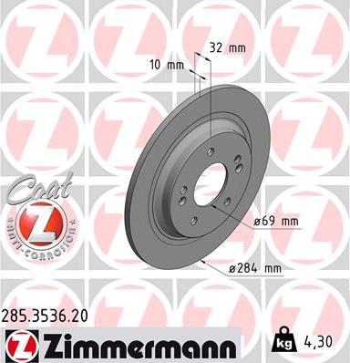 Zimmermann 285.3536.20 - Bremžu diski www.autospares.lv