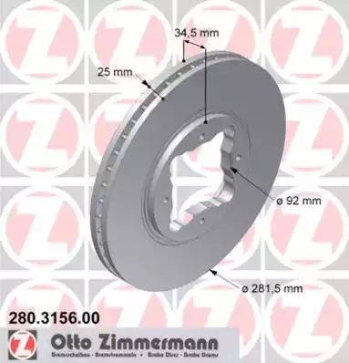 Zimmermann 280.3156.00 - Bremžu diski autospares.lv