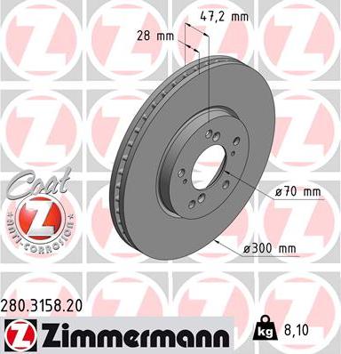 Zimmermann 280.3158.20 - Bremžu diski www.autospares.lv