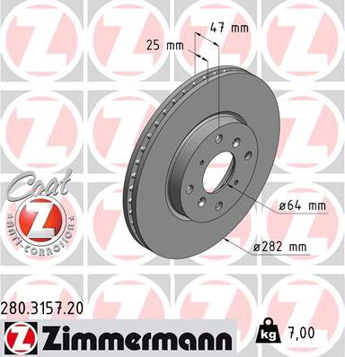 Zimmermann 280.3157.20 - Bremžu diski www.autospares.lv