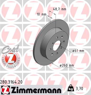 Zimmermann 280.3164.20 - Bremžu diski www.autospares.lv