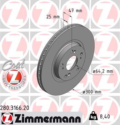 Zimmermann 280.3166.20 - Bremžu diski www.autospares.lv