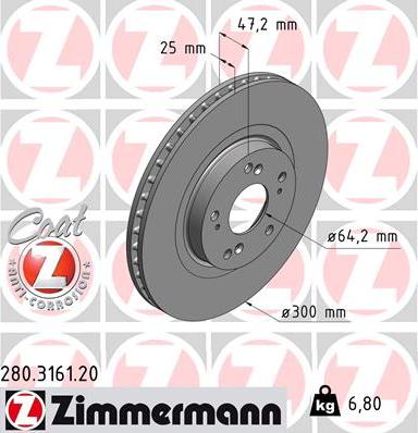 Zimmermann 280.3161.20 - Bremžu diski www.autospares.lv