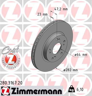 Zimmermann 280.3167.20 - Bremžu diski www.autospares.lv