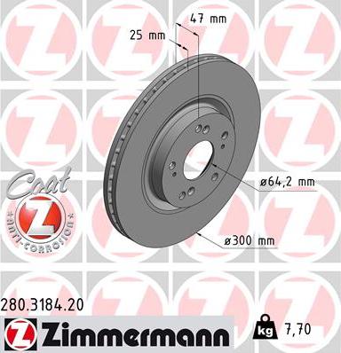 Zimmermann 280.3184.20 - Bremžu diski autospares.lv