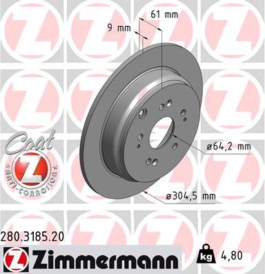 Zimmermann 280.3185.20 - Bremžu diski www.autospares.lv