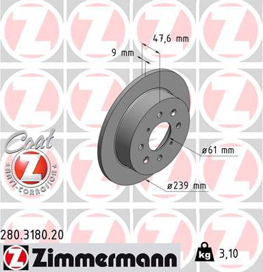 Zimmermann 280.3180.20 - Bremžu diski www.autospares.lv