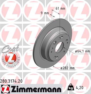 Zimmermann 280.3174.20 - Bremžu diski www.autospares.lv