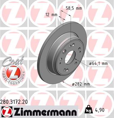 Zimmermann 280.3172.20 - Bremžu diski autospares.lv