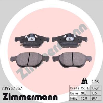 Zimmermann 23996.185.1 - Bremžu uzliku kompl., Disku bremzes autospares.lv