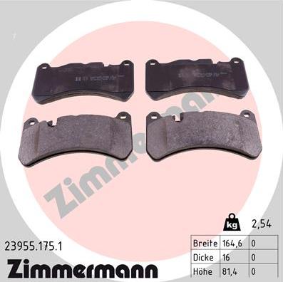 Zimmermann 23955.175.1 - Bremžu uzliku kompl., Disku bremzes www.autospares.lv