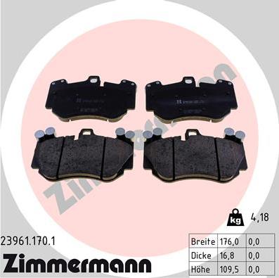 Zimmermann 23961.170.1 - Bremžu uzliku kompl., Disku bremzes www.autospares.lv