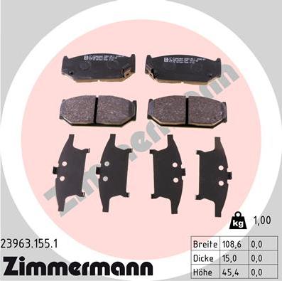 Zimmermann 23963.155.1 - Bremžu uzliku kompl., Disku bremzes autospares.lv