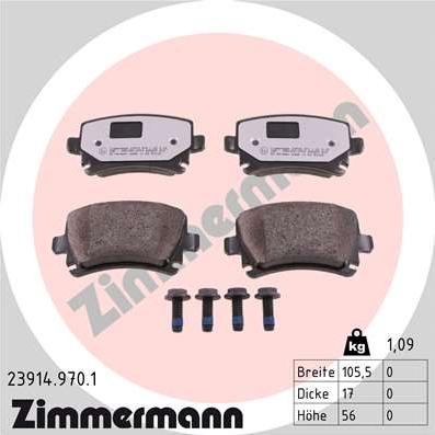 Zimmermann 23914.970.1 - Brake Pad Set, disc brake www.autospares.lv